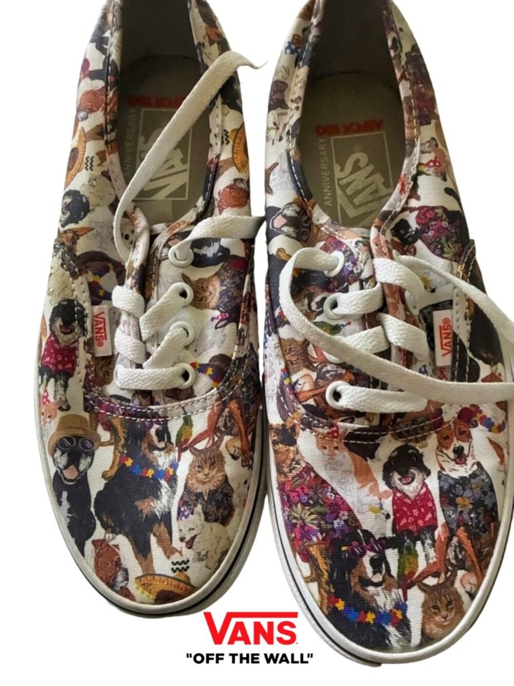 Vans, ASPCA 50th Anniversary Dog/Cat Print, Sz 7.5, EUC